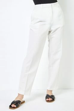 Roman White Petite Smart Tapered Trouser