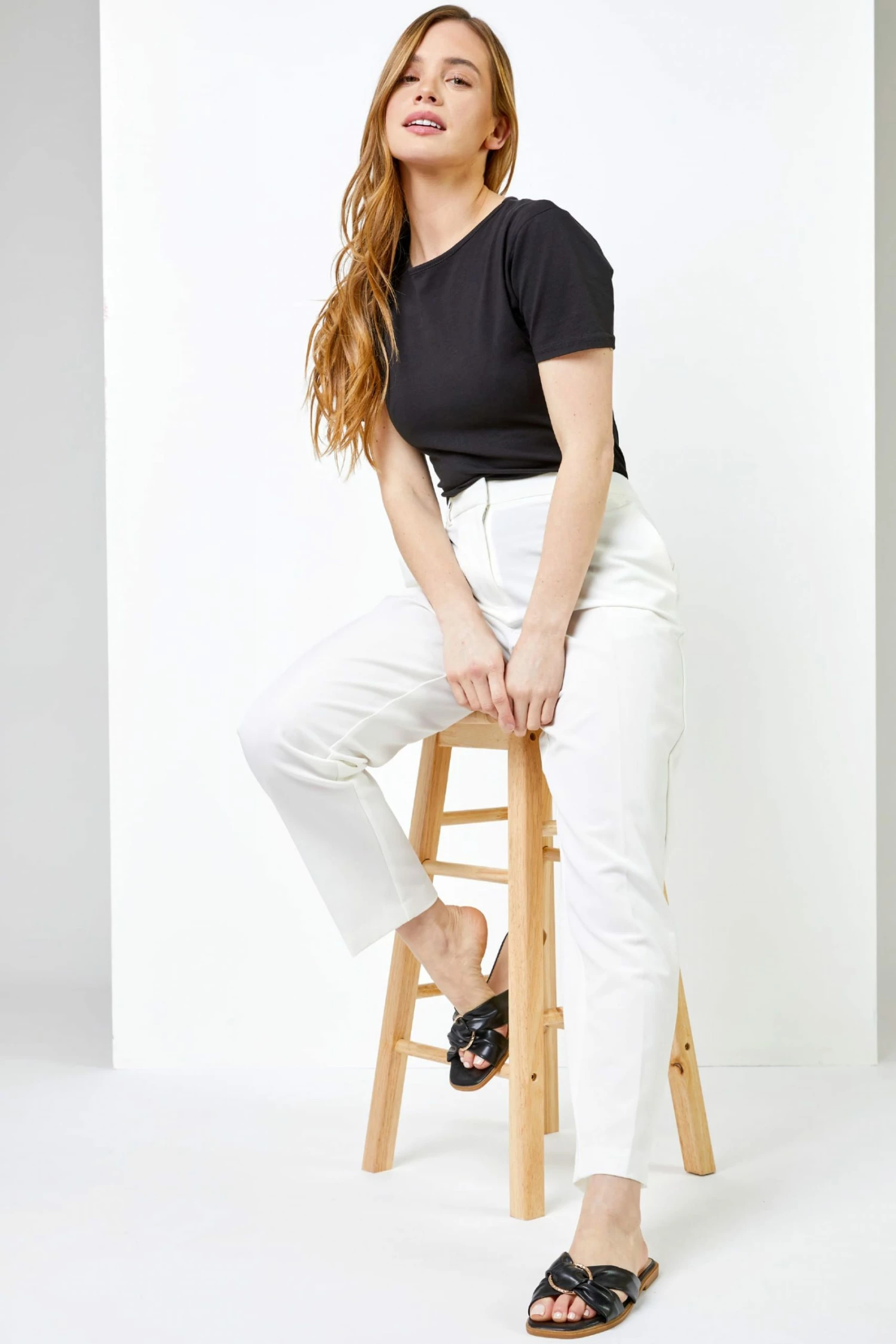 Roman White Petite Smart Tapered Trouser 6 Roman White Petite Smart Tapered Trouser - Image 4