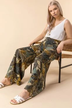 Roman Green Tropical Print Wide Leg Trouser 10 Roman Green Tropical Print Wide Leg Trouser -Roman Sales Shop unnamed file 10378
