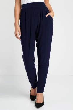 Roman Navy Jersey Stretch Harem Trousers