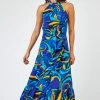 Roman Blue Abstract Halterneck Tiered Maxi Dress 1 Roman Blue Abstract Halterneck Tiered Maxi Dress -Roman Sales Shop unnamed file 1039