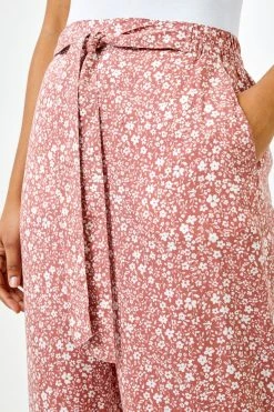 Roman Pink Ditsy Floral Print Waist Tie Culottes 10 Roman Pink Ditsy Floral Print Waist Tie Culottes -Roman Sales Shop unnamed file 10393