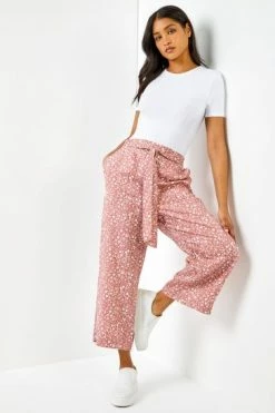 Roman Pink Ditsy Floral Print Waist Tie Culottes 11 Roman Pink Ditsy Floral Print Waist Tie Culottes -Roman Sales Shop unnamed file 10394