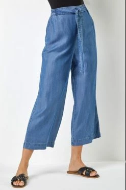 Roman Blue Waist Tie Detail Denim Culottes -Roman Sales Shop unnamed file 10404
