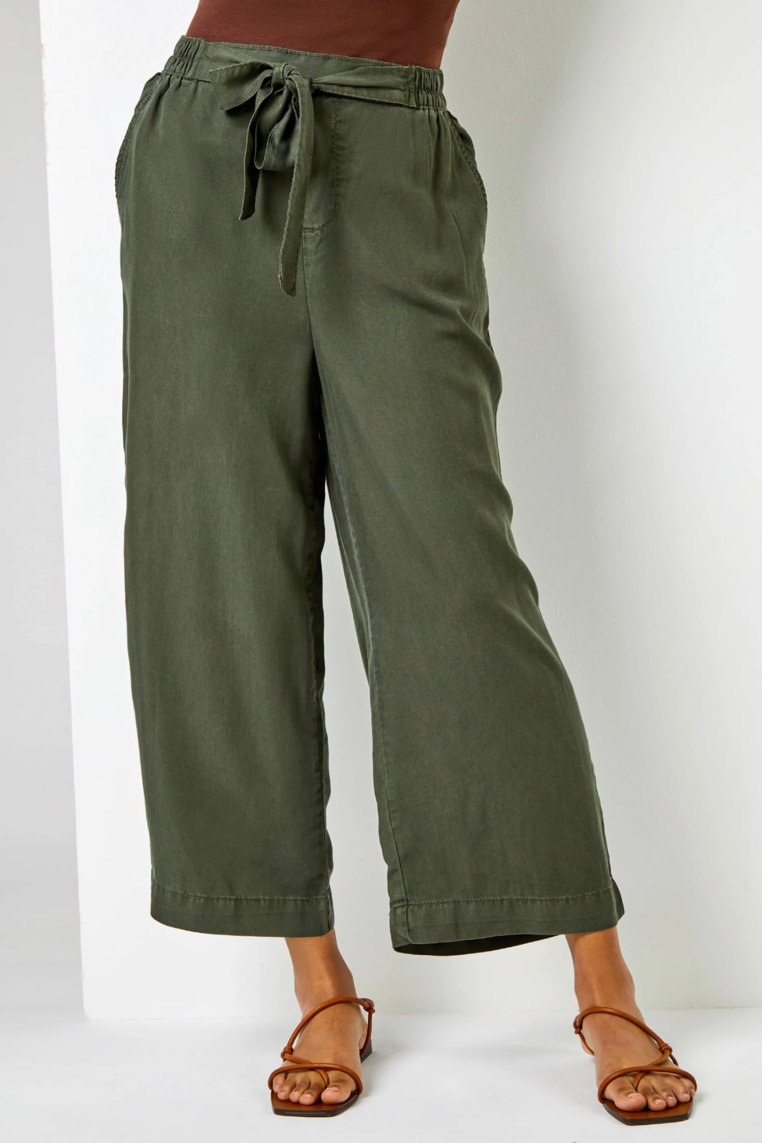 Roman Dark Green Waist Tie Detail Culottes 4 Roman Dark Green Waist Tie Detail Culottes - Image 2