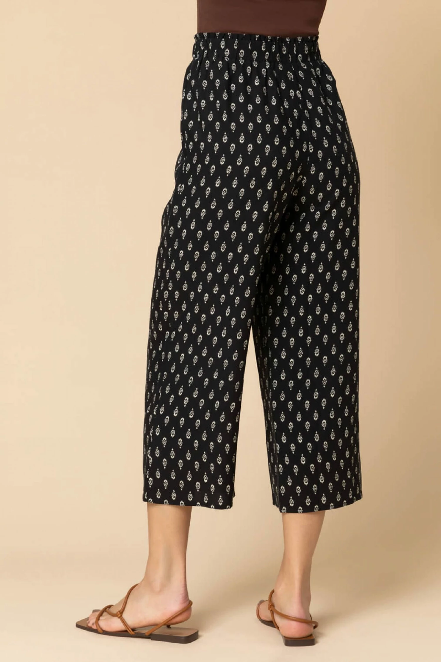 Roman Black Paisley Print Culotte Trousers 4 Roman Black Paisley Print Culotte Trousers - Image 2