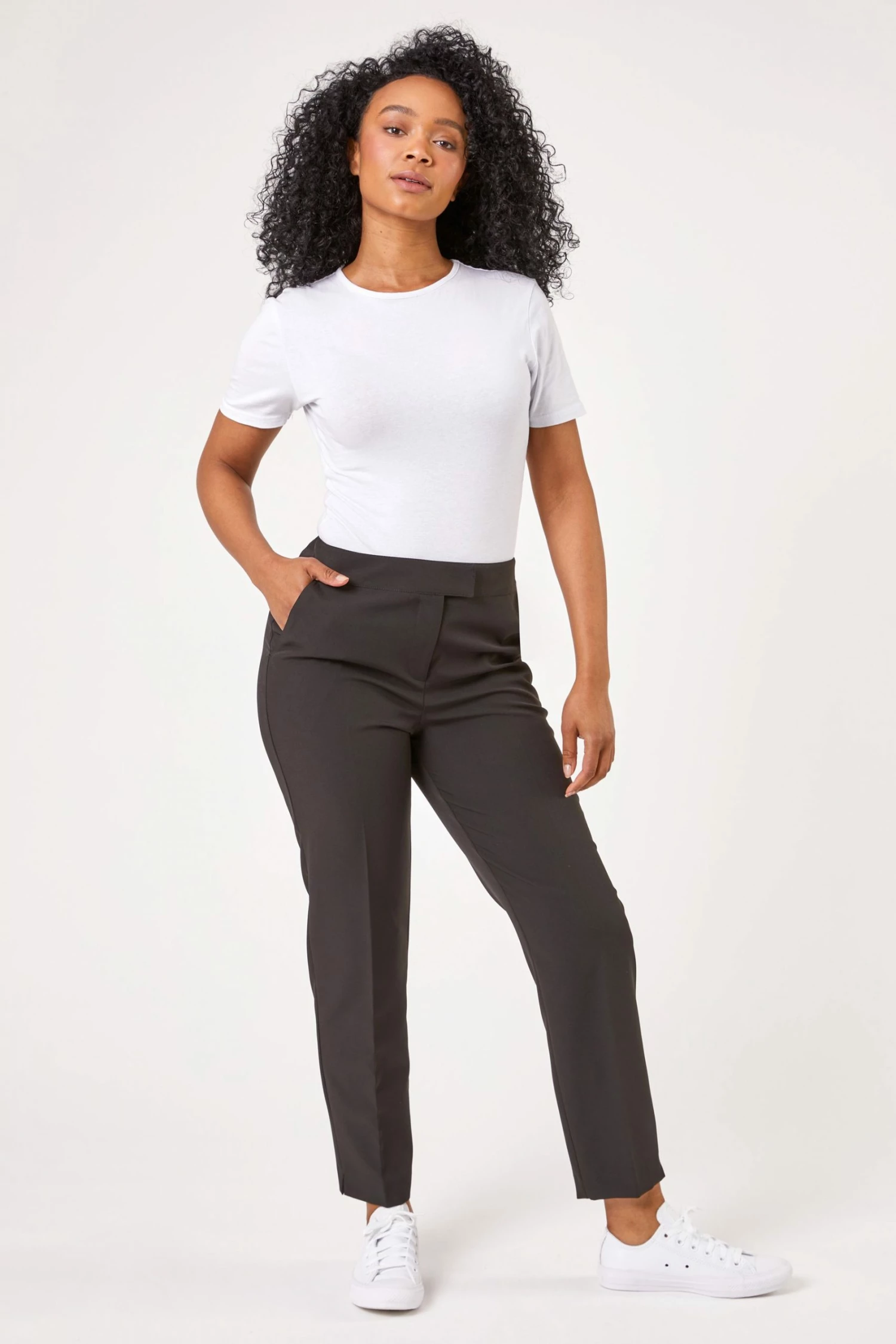 Roman Black Petite Straight Leg Tailored Trouser 5 Roman Black Petite Straight Leg Tailored Trouser - Image 3