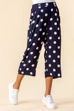 Roman Navy Polka Dot Culotte Trousers
