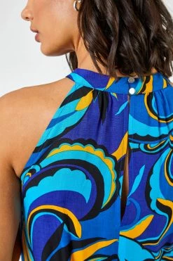 Roman Blue Abstract Halterneck Tiered Maxi Dress 12 Roman Blue Abstract Halterneck Tiered Maxi Dress -Roman Sales Shop unnamed file 1043