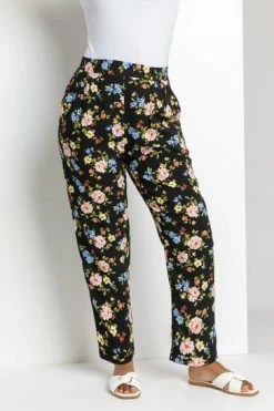 Roman Black Petite Floral Print Tapered Trousers -Roman Sales Shop unnamed file 10435