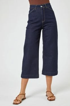 Roman Blue Denim Wide Leg Culottes