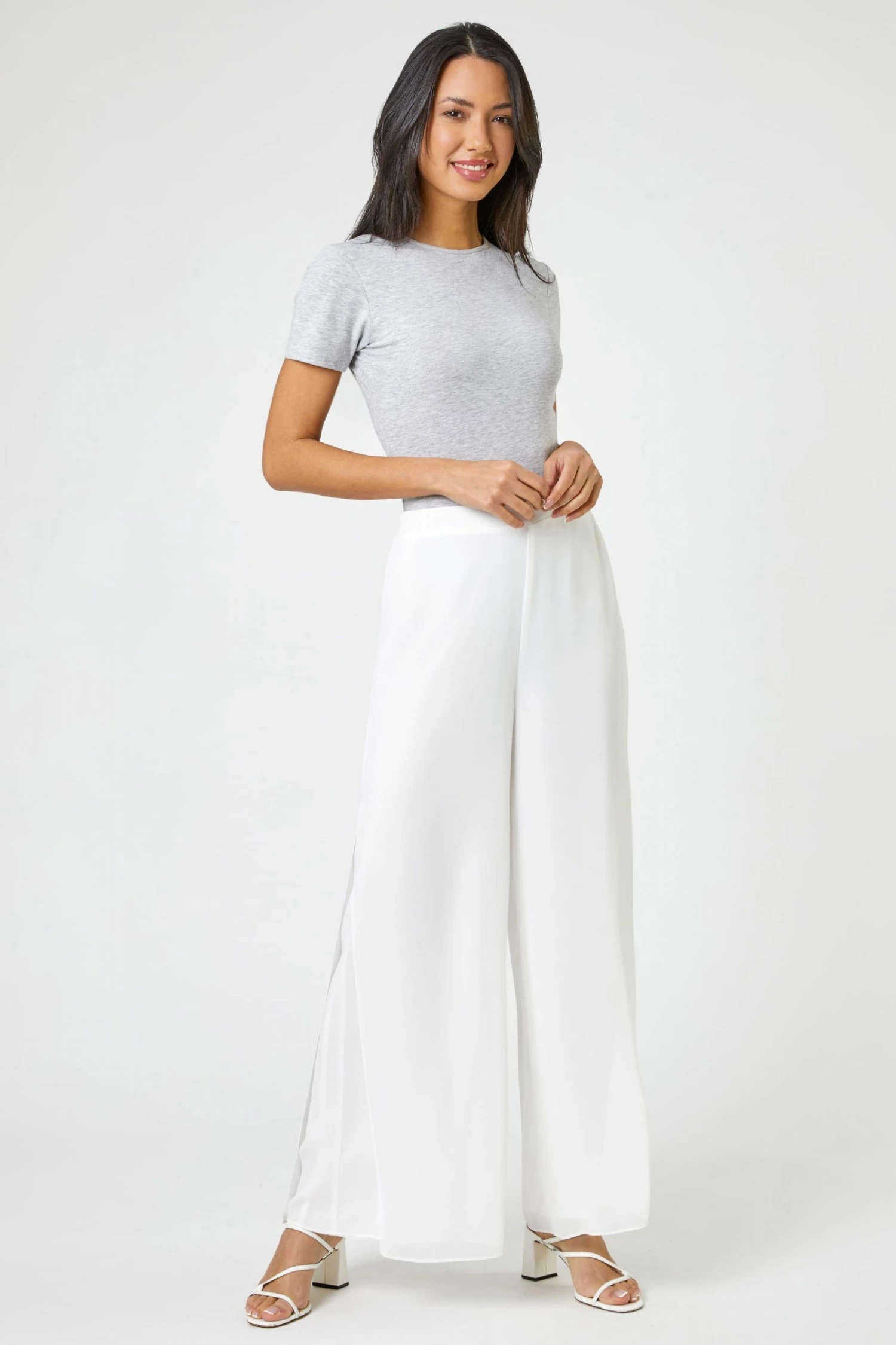 Roman White Wide Leg Side Split Trousers 6 Roman White Wide Leg Side Split Trousers - Image 4