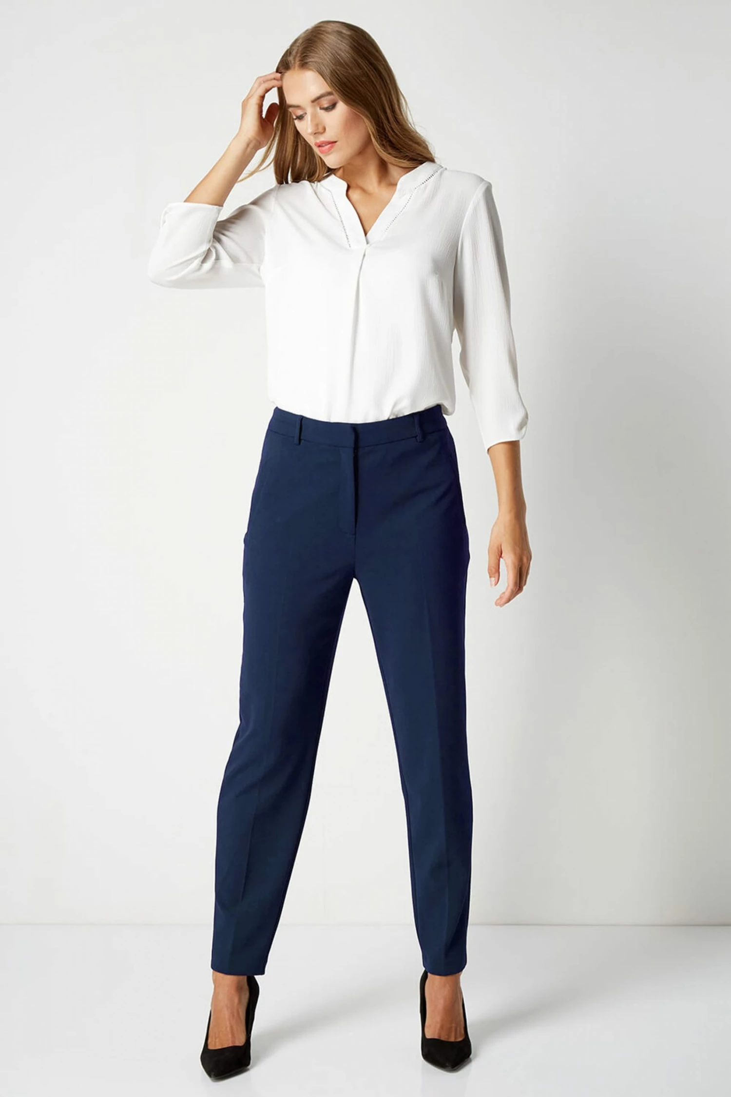 Roman Blue Straight Leg Tapered Trouser 5 Roman Blue Straight Leg Tapered Trouser - Image 3