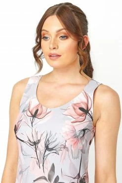 Roman Grey V Neck Floral Skater Dress -Roman Sales Shop unnamed file 1047