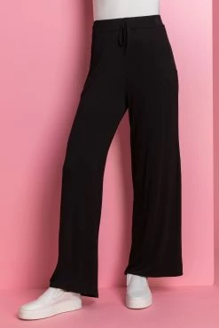 Roman Black Wide Leg Jersey Trousers