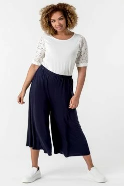 Roman Navy Curve Plain Culotte Trousers 11 Roman Navy Curve Plain Culotte Trousers -Roman Sales Shop unnamed file 10495