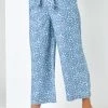 Roman Blue Ditsy Floral Print Waist Tie Culottes 1 Roman Blue Ditsy Floral Print Waist Tie Culottes -Roman Sales Shop unnamed file 10496