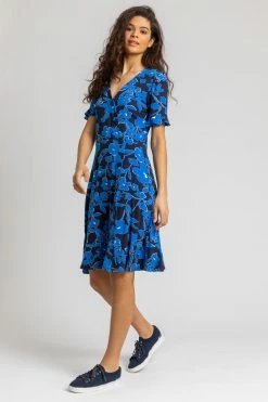 Roman Blue Floral Side Button Tea Dress 8 Roman Blue Floral Side Button Tea Dress -Roman Sales Shop unnamed file 1050
