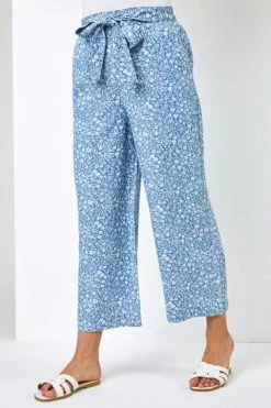 Roman Blue Ditsy Floral Print Waist Tie Culottes 13 Roman Blue Ditsy Floral Print Waist Tie Culottes -Roman Sales Shop unnamed file 10501