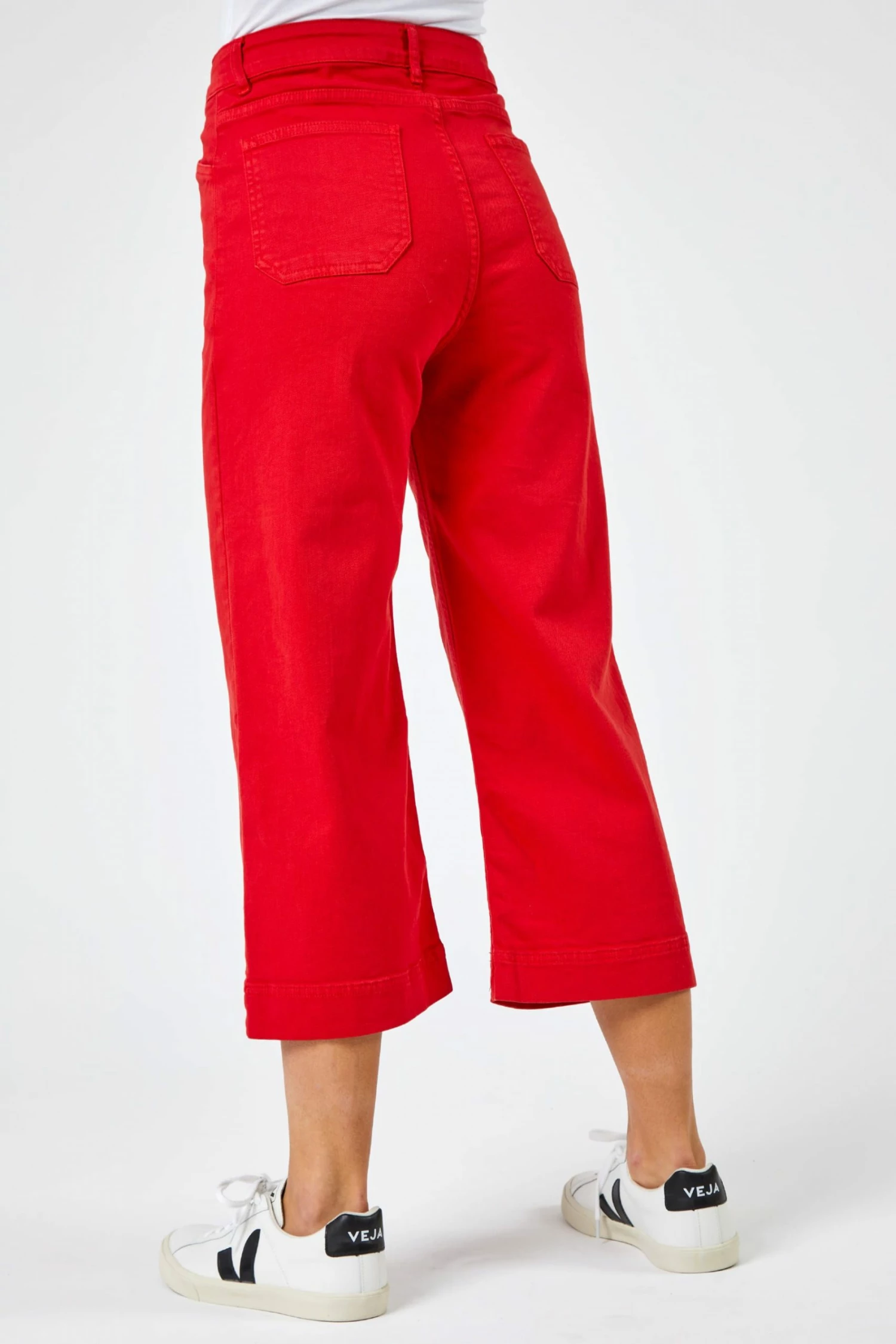 Roman Red Denim Stretch Wide Leg Culottes 6 Roman Red Denim Stretch Wide Leg Culottes - Image 4