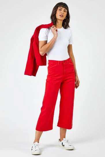 Roman Red Denim Stretch Wide Leg Culottes 7 Roman Red Denim Stretch Wide Leg Culottes - Image 5