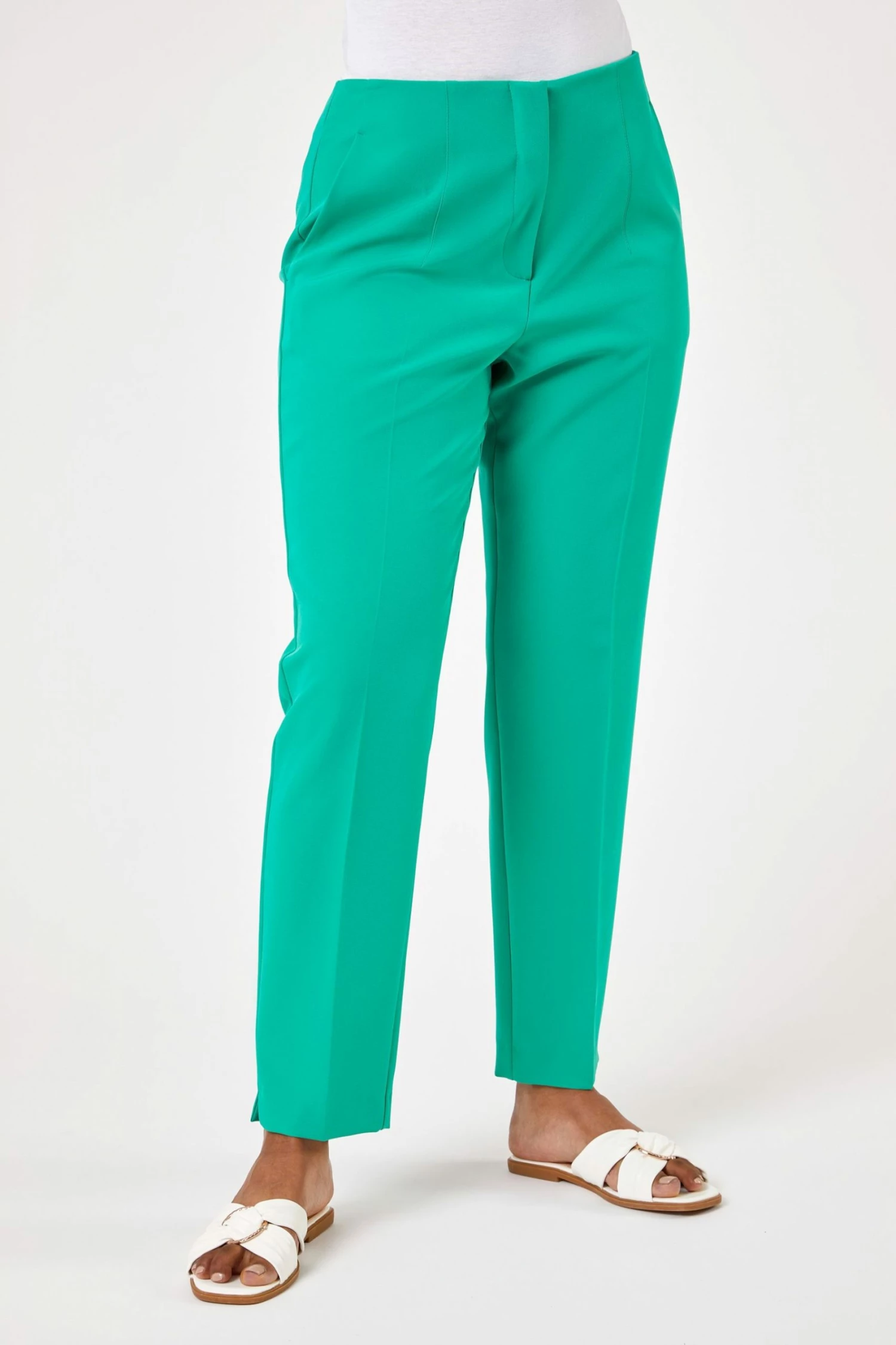 Roman Green Petite Soft Jersey Tapered Trouser 3 Roman Green Petite Soft Jersey Tapered Trouser