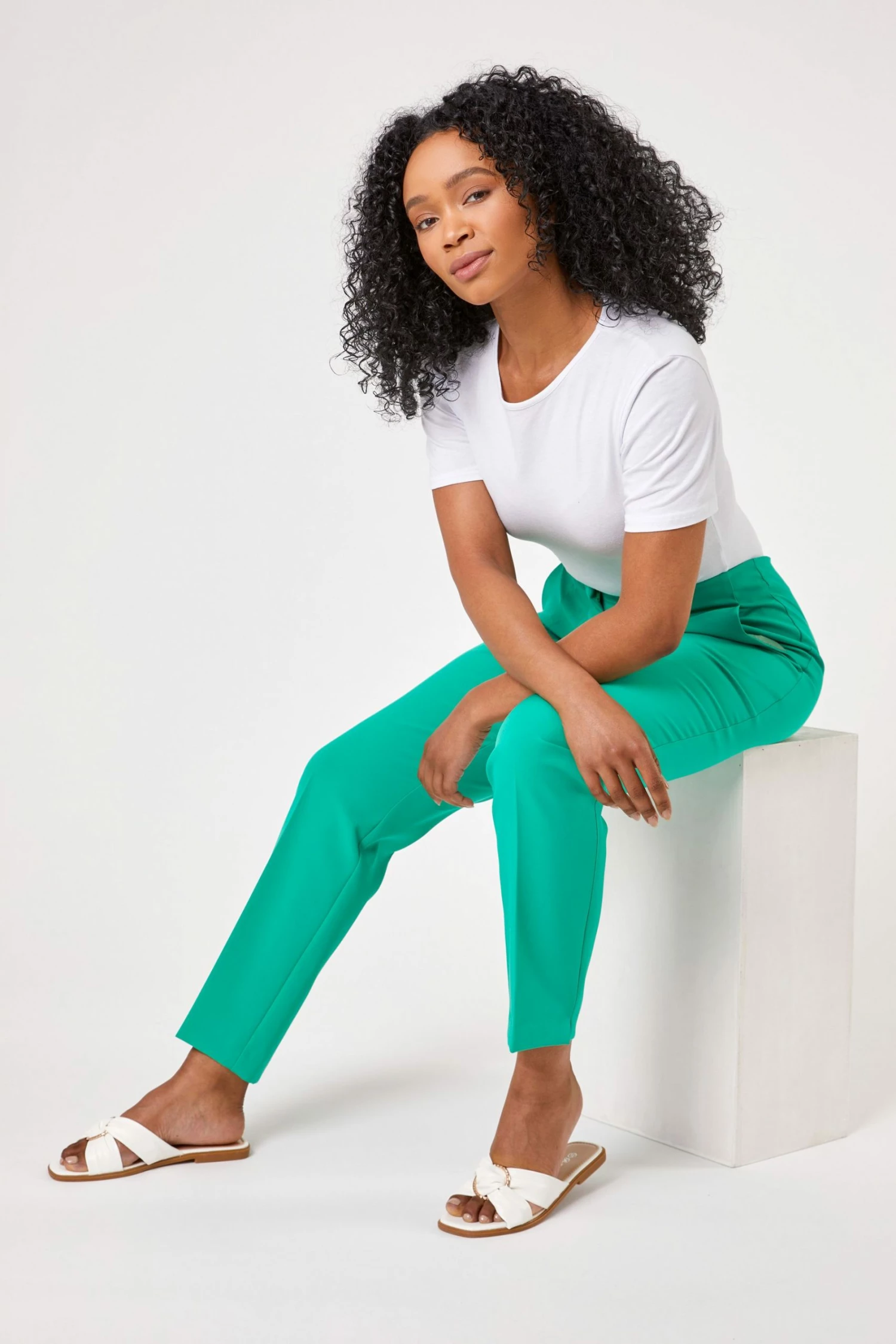 Roman Green Petite Soft Jersey Tapered Trouser 7 Roman Green Petite Soft Jersey Tapered Trouser - Image 5
