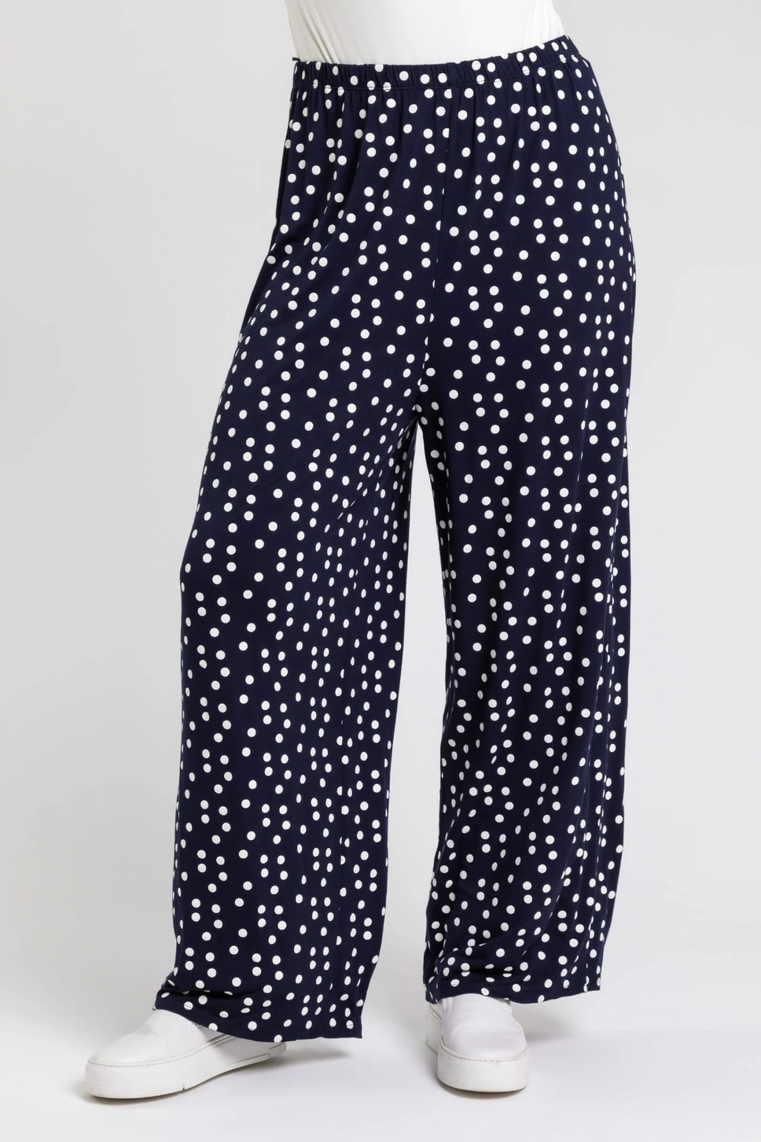 Roman Blue Curve Spot Print Wide Leg Trousers 3 Roman Blue Curve Spot Print Wide Leg Trousers