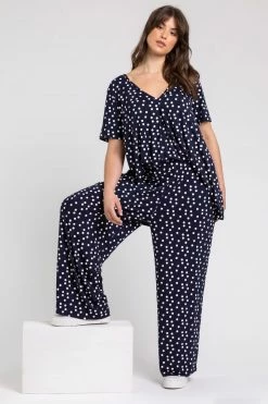 Roman Blue Curve Spot Print Wide Leg Trousers 10 Roman Blue Curve Spot Print Wide Leg Trousers -Roman Sales Shop unnamed file 10532