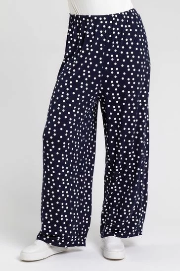 Roman Blue Curve Spot Print Wide Leg Trousers 7 Roman Blue Curve Spot Print Wide Leg Trousers - Image 5