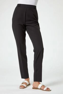 Roman Black High Waist Slim Trousers