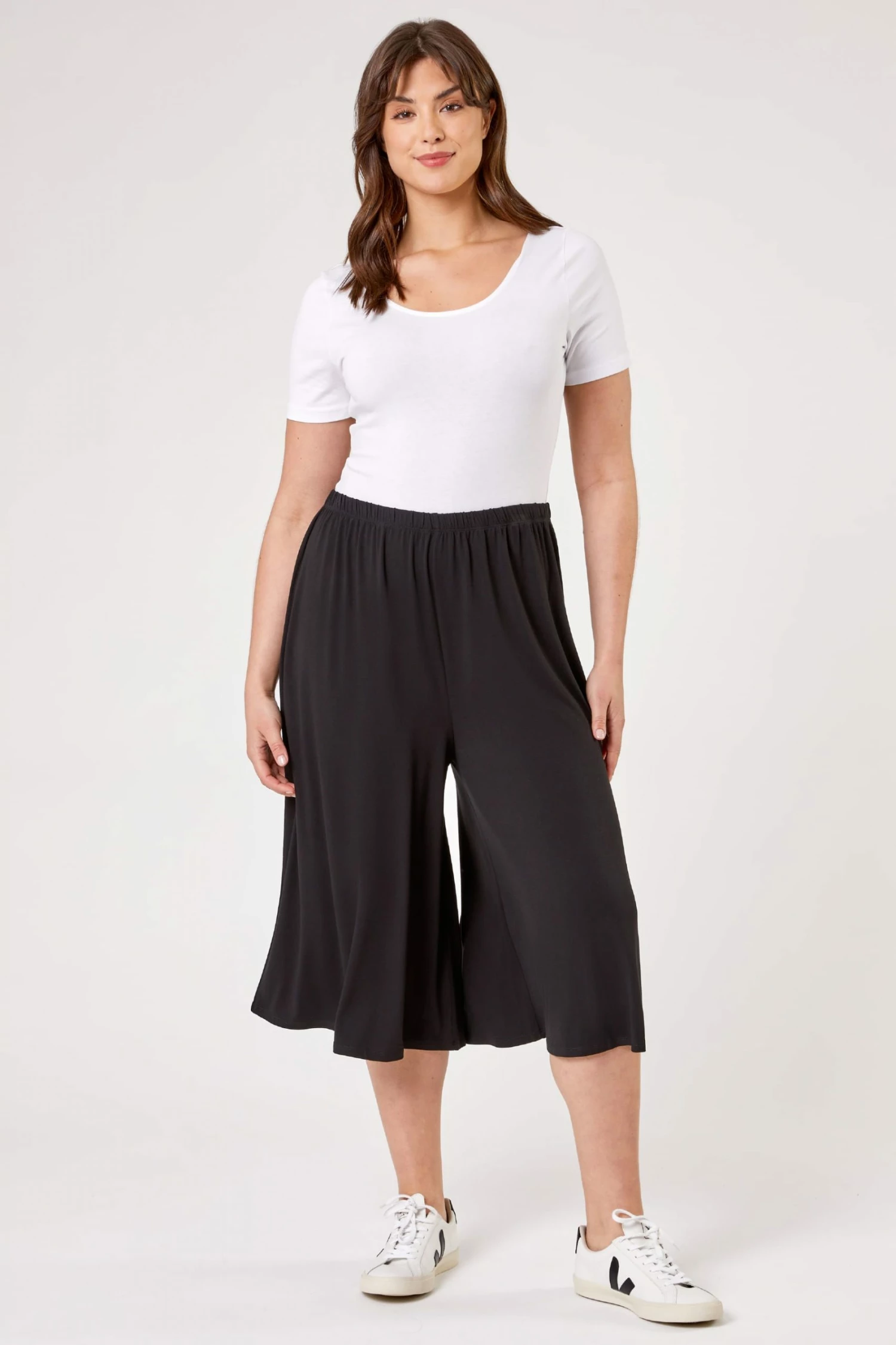 Roman Black Curve Plain Culotte Trousers 5 Roman Black Curve Plain Culotte Trousers - Image 3