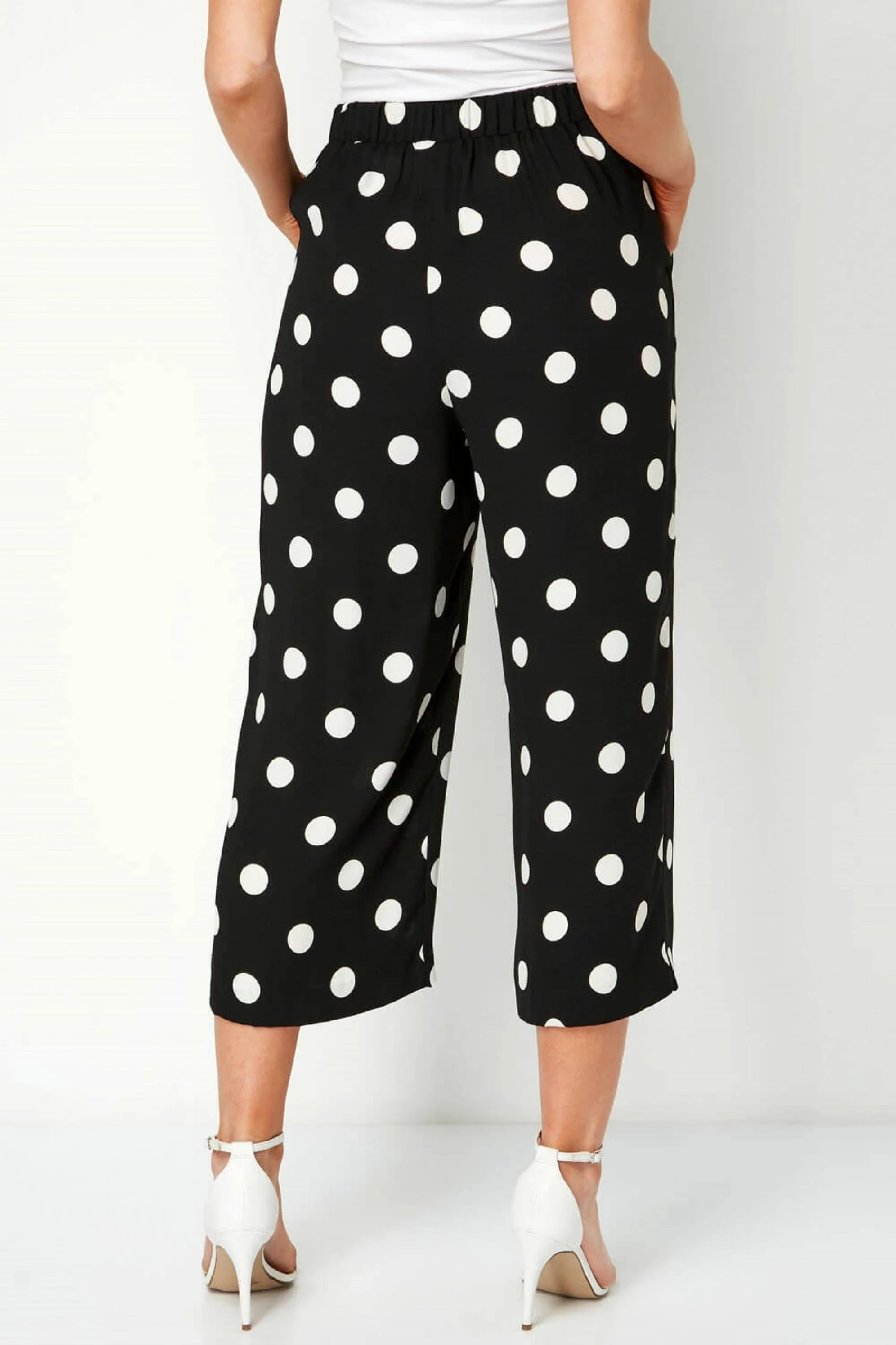 Roman Black Polka Dot Culotte Trousers 5 Roman Black Polka Dot Culotte Trousers - Image 3