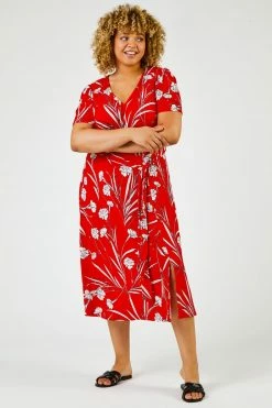 Roman Red Curve Floral Print Fit And Flare Midi Dress 11 Roman Red Curve Floral Print Fit And Flare Midi Dress -Roman Sales Shop unnamed file 1057