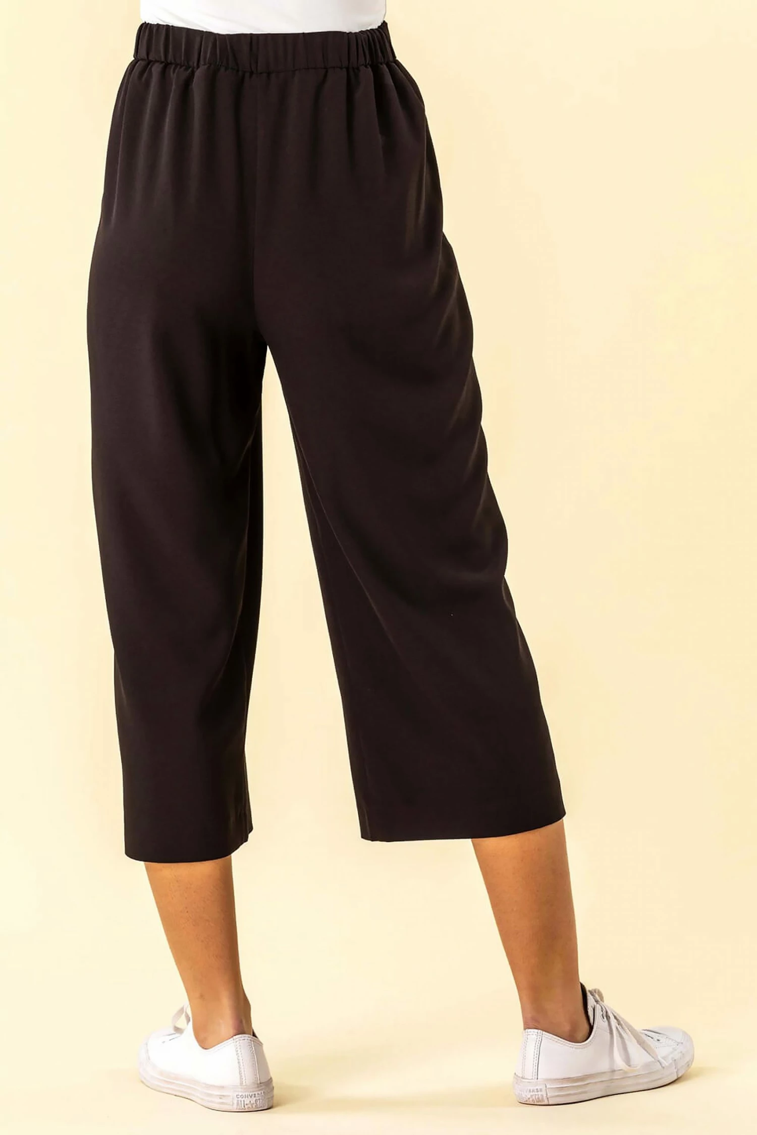 Roman Black Button Detail Culotte Trousers 4 Roman Black Button Detail Culotte Trousers - Image 2