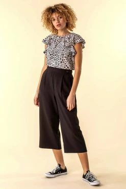 Roman Black Button Detail Culotte Trousers 10 Roman Black Button Detail Culotte Trousers -Roman Sales Shop unnamed file 10576