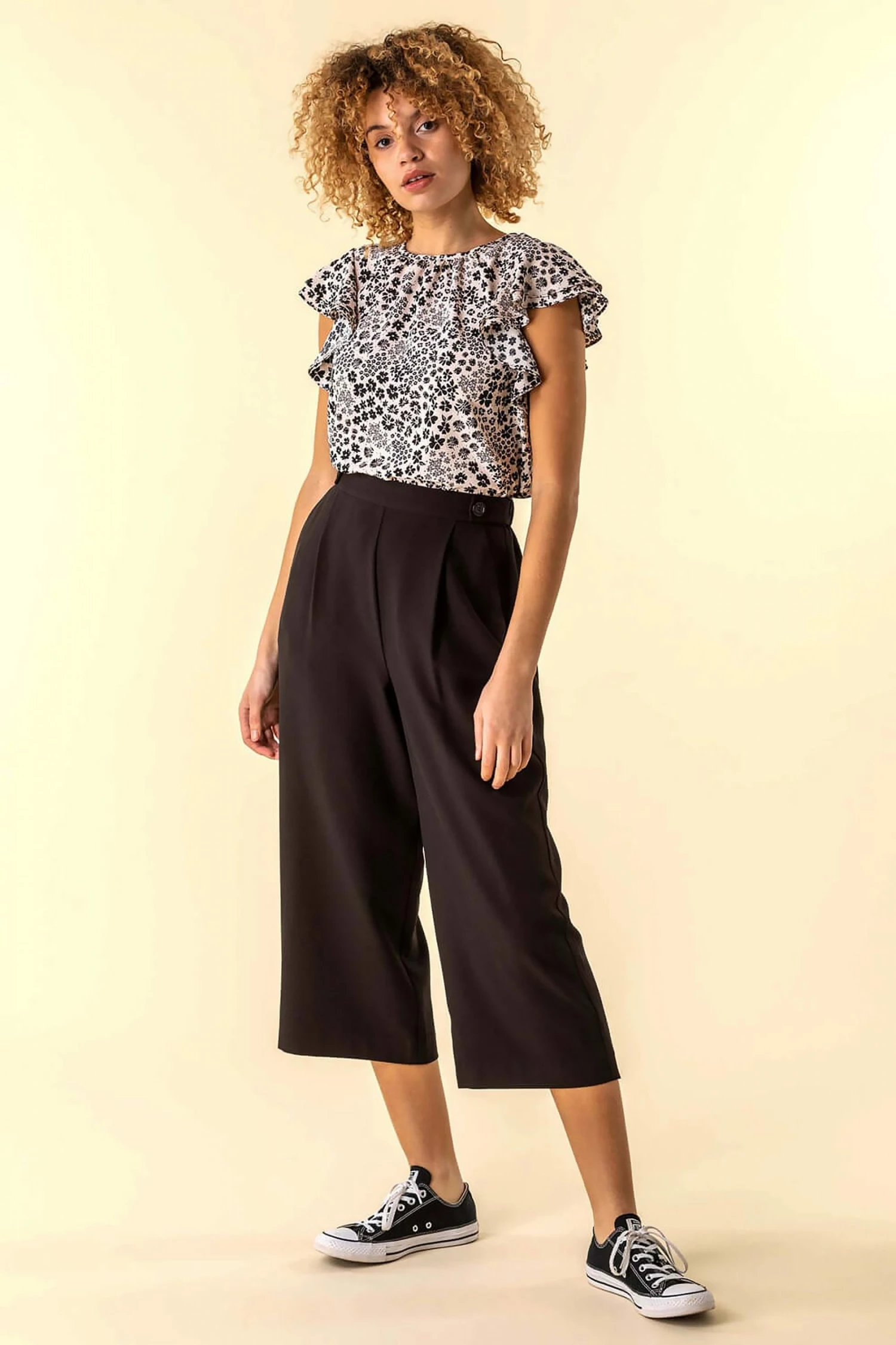 Roman Black Button Detail Culotte Trousers 6 Roman Black Button Detail Culotte Trousers - Image 4