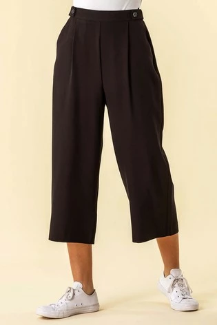Roman Black Button Detail Culotte Trousers 7 Roman Black Button Detail Culotte Trousers - Image 5