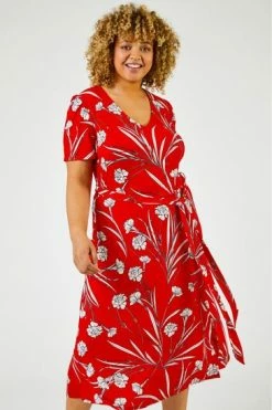 Roman Red Curve Floral Print Fit And Flare Midi Dress 12 Roman Red Curve Floral Print Fit And Flare Midi Dress -Roman Sales Shop unnamed file 1058