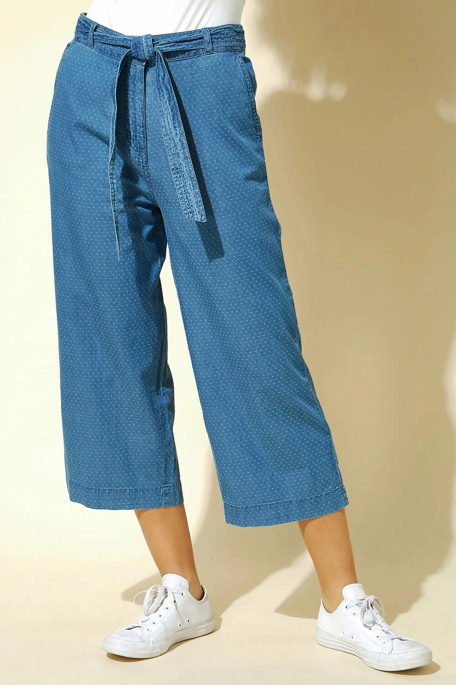 Roman Blue Spot Print Belted Culottes 3 Roman Blue Spot Print Belted Culottes