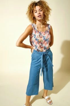 Roman Blue Spot Print Belted Culottes 9 Roman Blue Spot Print Belted Culottes -Roman Sales Shop unnamed file 10585