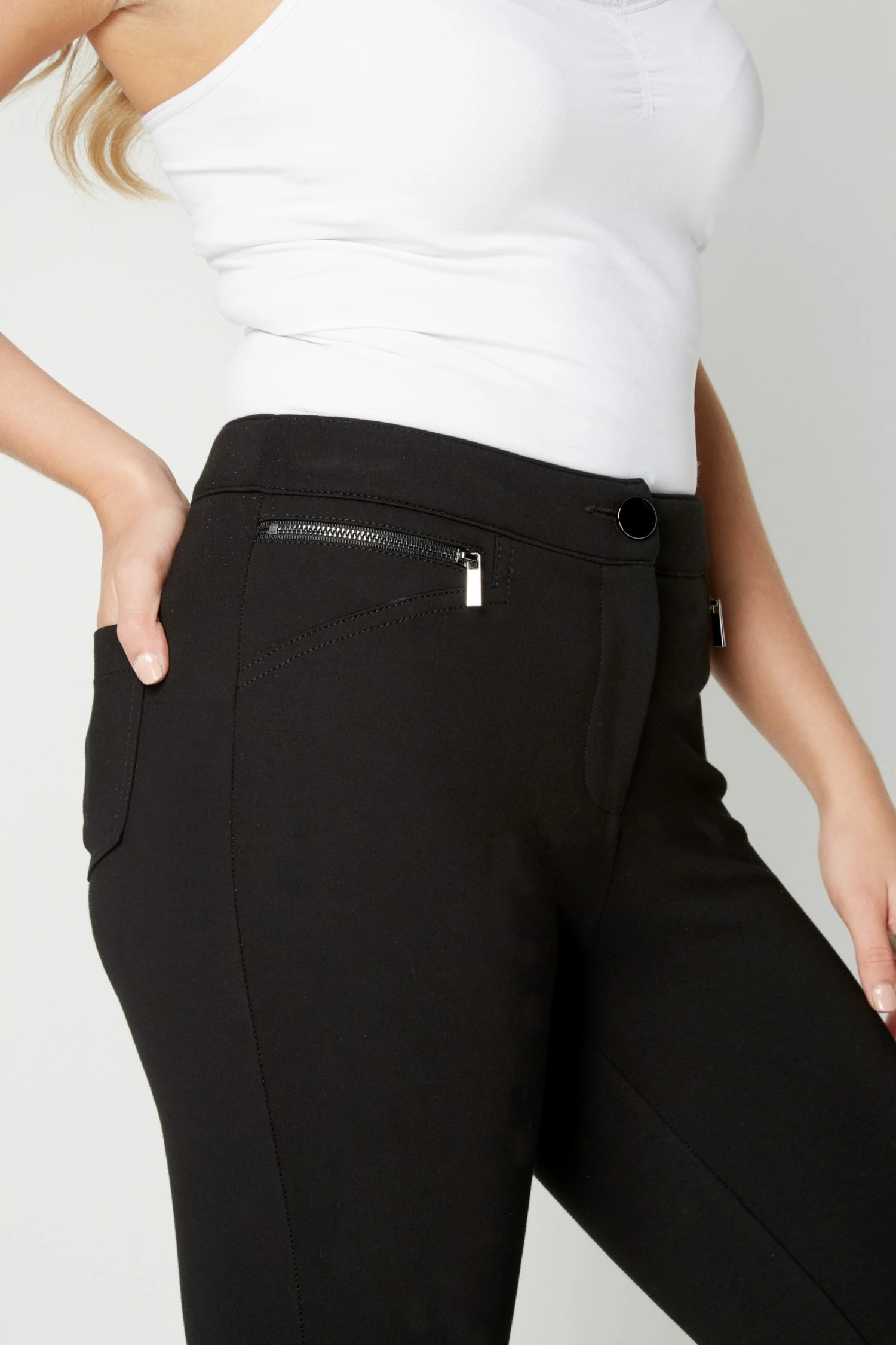 Roman Black Originals Zip Detail Ponte Trousers 5 Roman Black Originals Zip Detail Ponte Trousers - Image 3