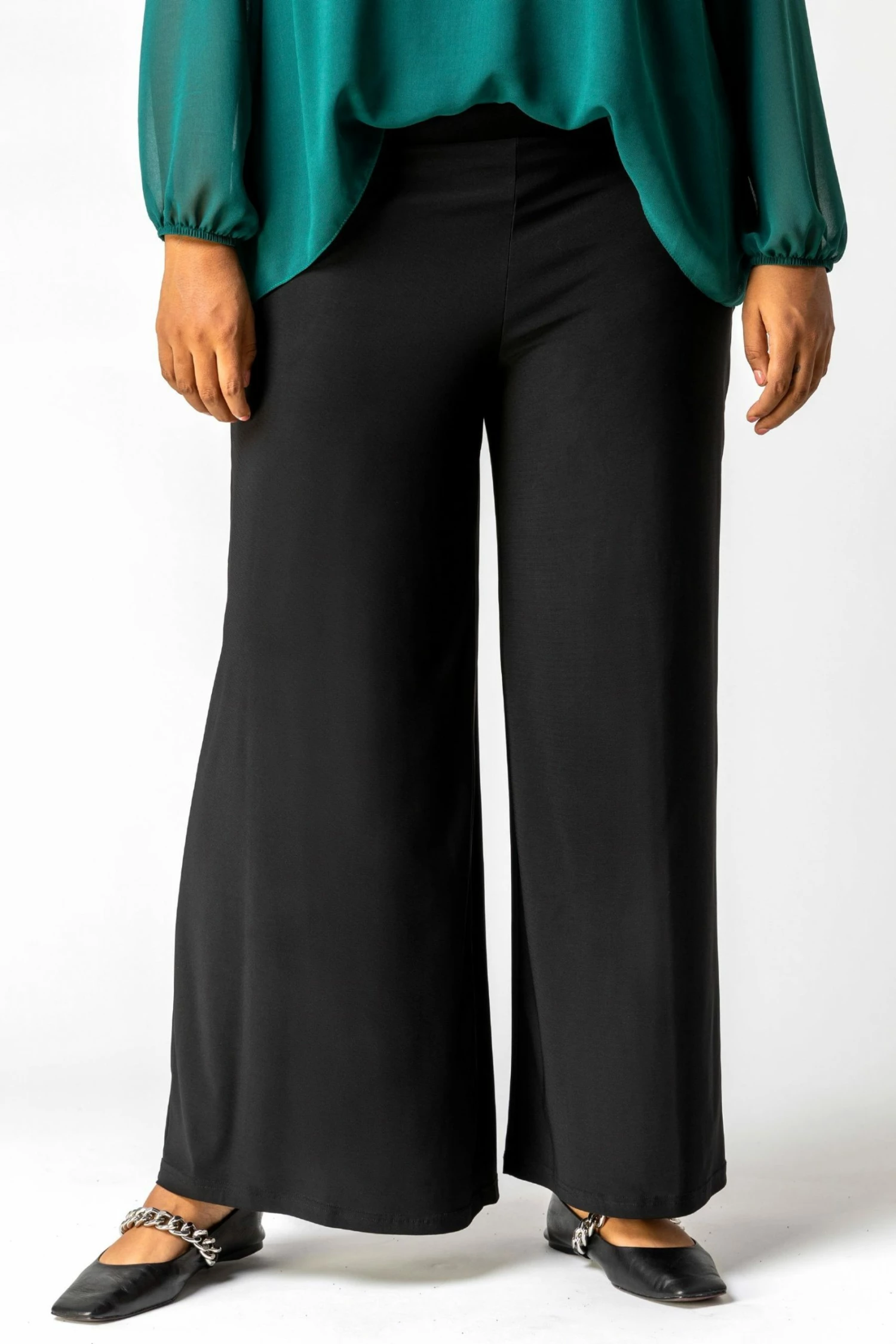 Roman Black Curve Wide Leg Trousers 3 Roman Black Curve Wide Leg Trousers