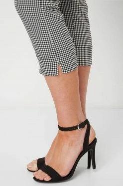 Roman Black Gingham Cropped Stretch Trouser 10 Roman Black Gingham Cropped Stretch Trouser -Roman Sales Shop unnamed file 10601