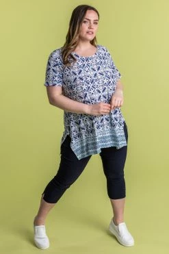 Roman Navy Curve Cropped Stretch Trouser