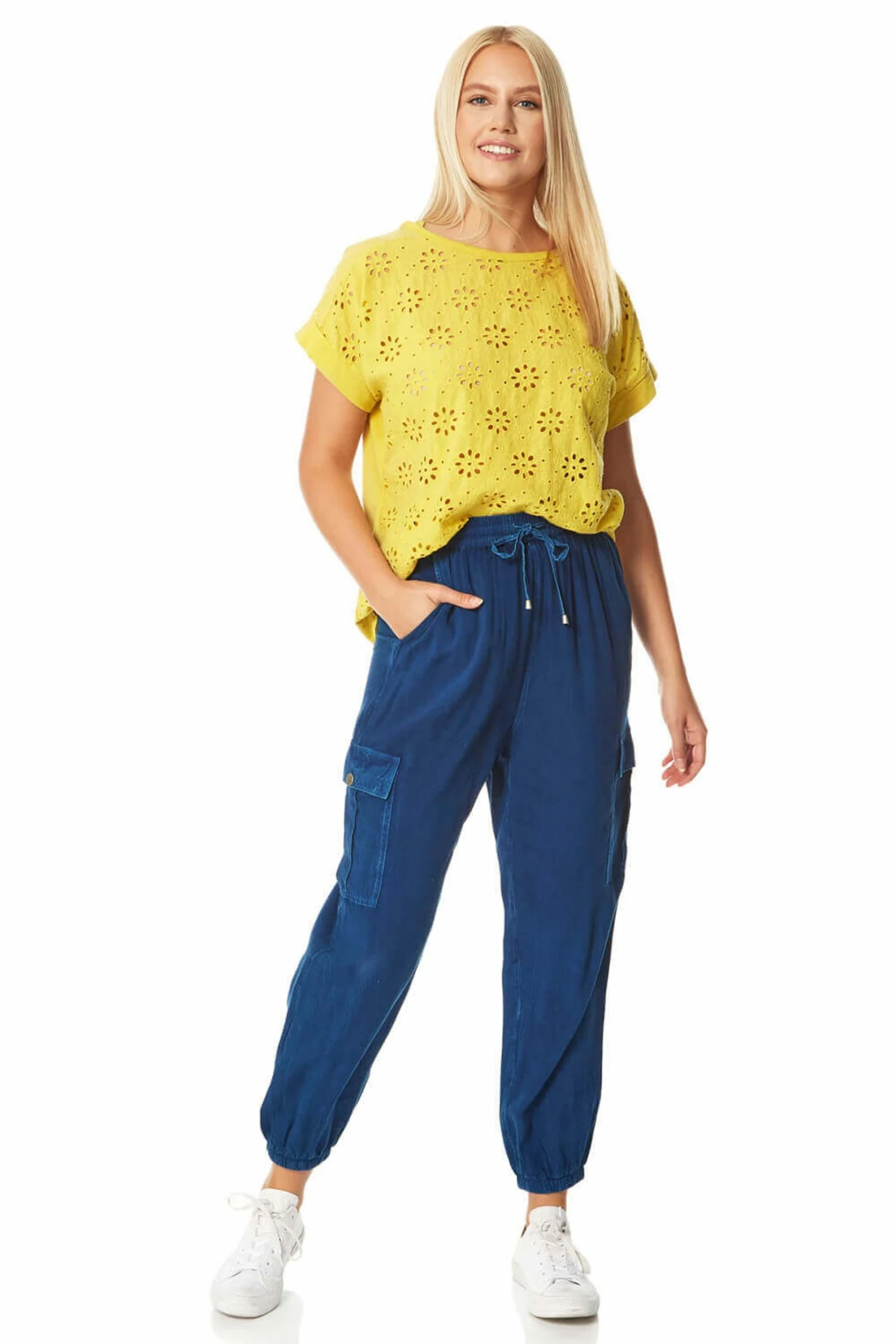 Roman Blue Drawstring Cargo Trousers 5 Roman Blue Drawstring Cargo Trousers - Image 3