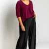 Roman Black Curve Plain Wide Leg Trousers
