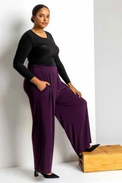 Roman Black Curve Plain Wide Leg Trousers 11 Roman Black Curve Plain Wide Leg Trousers -Roman Sales Shop unnamed file 10637