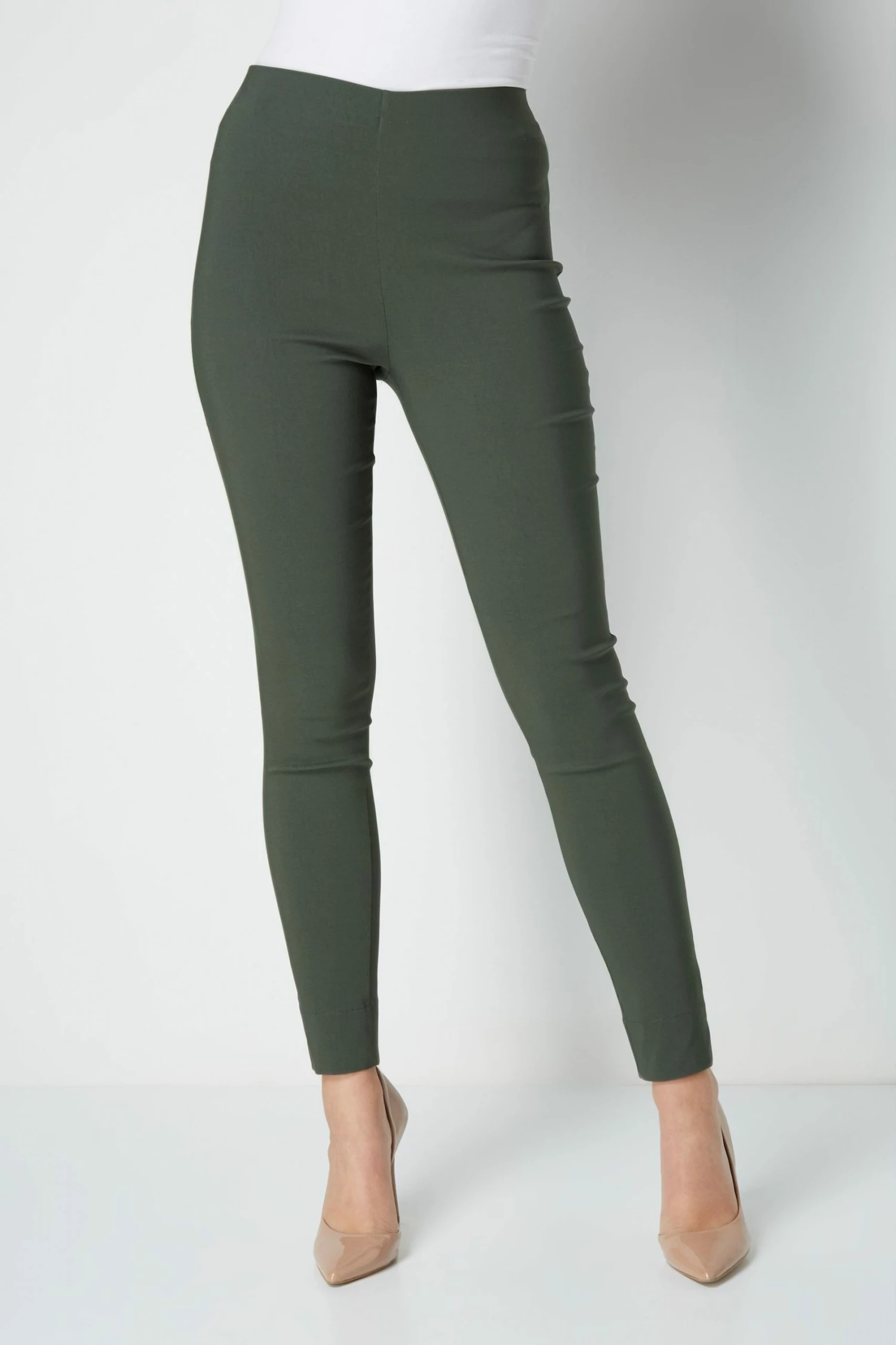 Roman Green Full Length Stretch Trousers 3 Roman Green Full Length Stretch Trousers