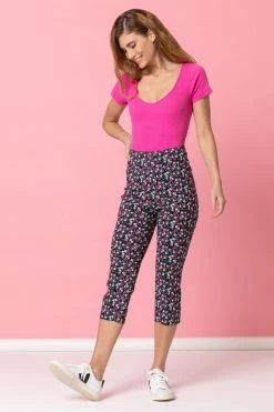 Roman Black Printed Cropped Stretch Trouser 10 Roman Black Printed Cropped Stretch Trouser -Roman Sales Shop unnamed file 10657